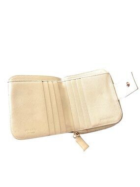 Prada wallet Beige Saffiano Leather Zip-Around Wallet With Card Slots & Gold-Ton